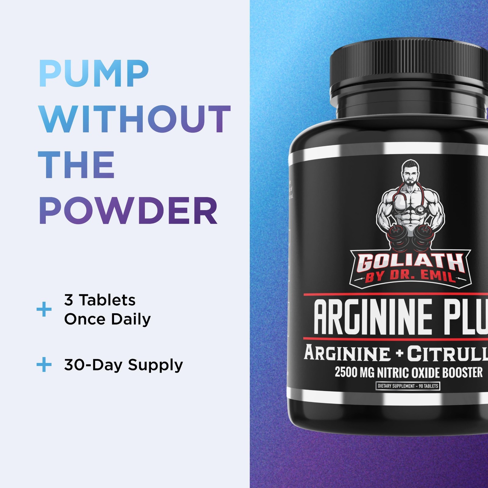 High Dose L-Arginine & L-Citrulline Malate 2500mg Nitric Oxide Booster for Endur
