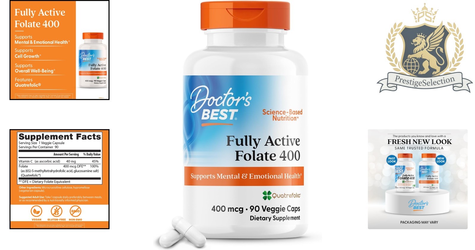 Hypoallergenic Quatrefolic 400 mcg Folate – 90 Capsules for Mental Clarity