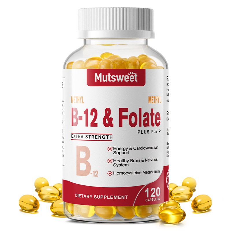 Methyl B-12 & Methyl Folate Plus P5P Vitamin B6, B12, Extra Strength,120 Pills