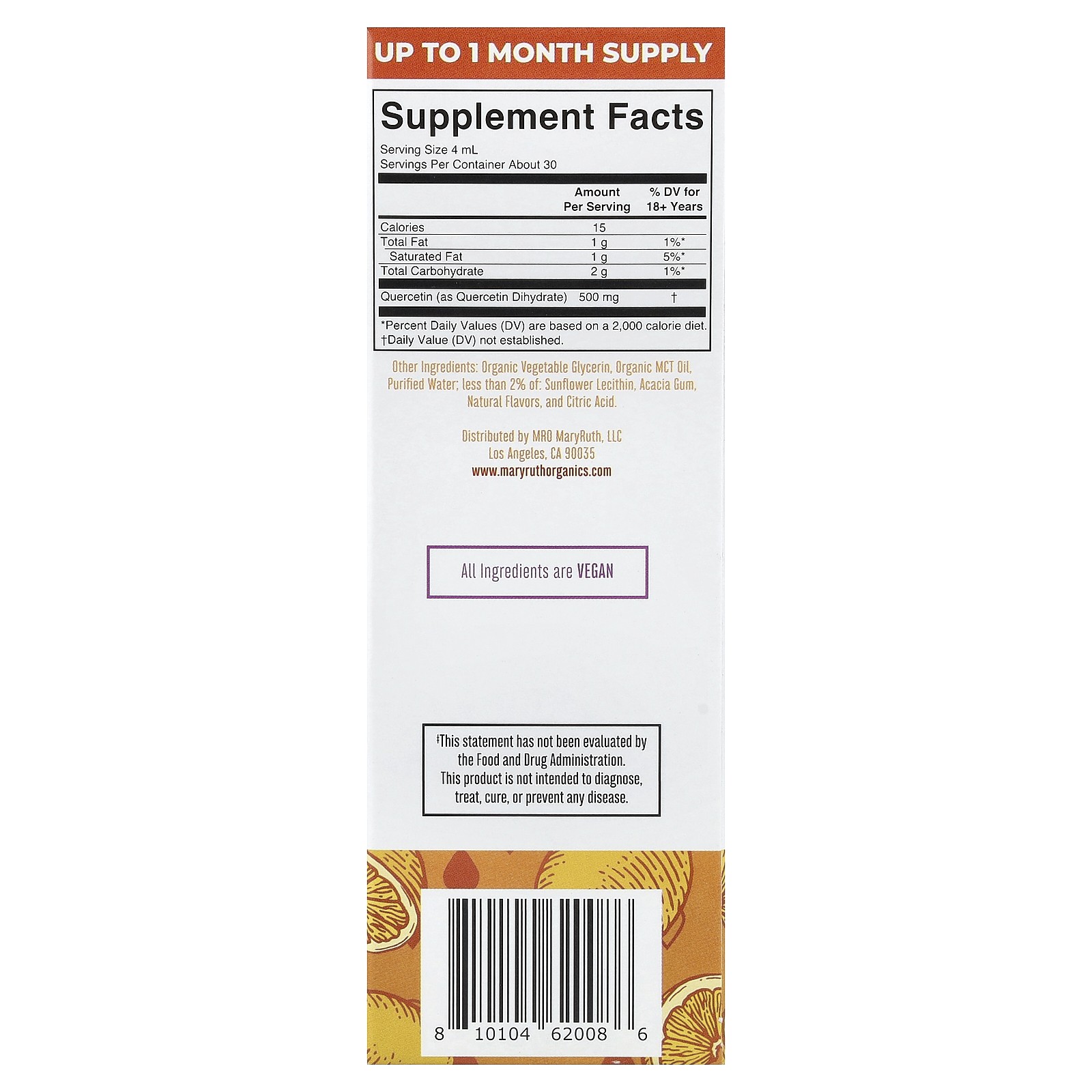 Quercetin Liquid Drops, Lemon, 125 mg, 4 fl oz (120 ml)