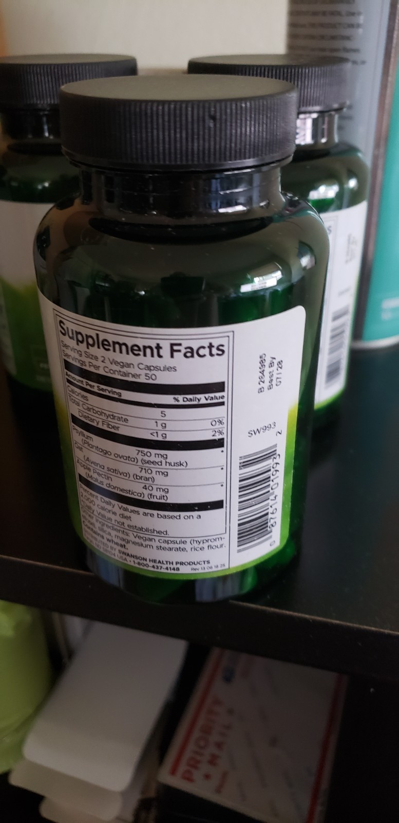 Swanson Vitamins Tri-Fiber Complex SW993 4 Bottles, 400 Total Vegan Capsules
