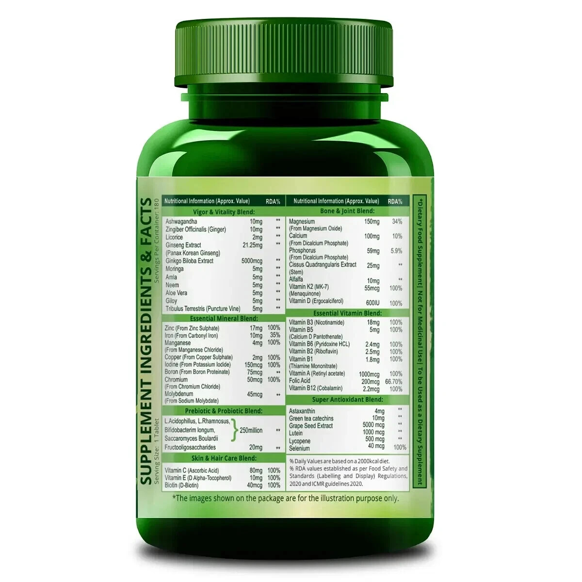 Himalayan Organics Multivitamin for men & women with 60 ingredients 180 Tablets