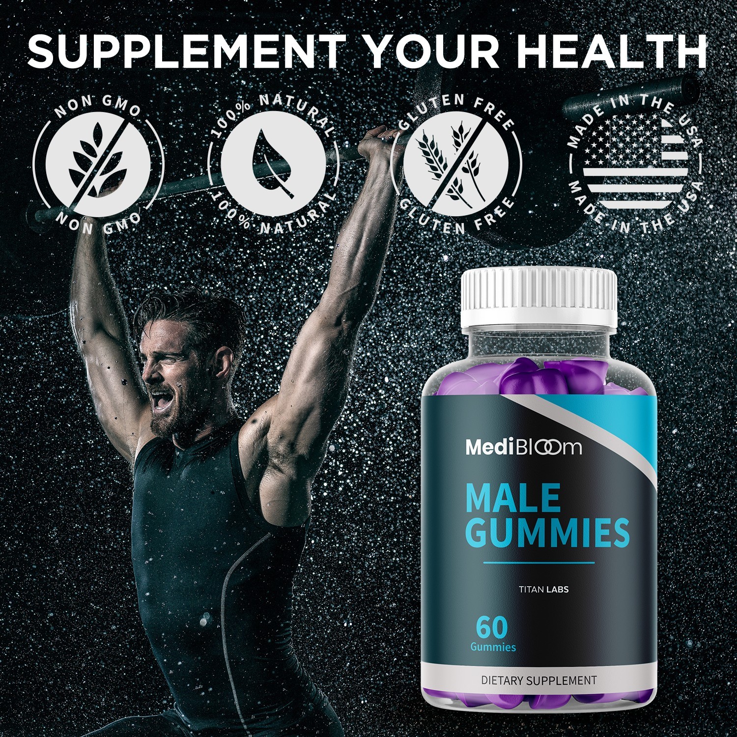 (1 Pack) MediBloom Gummy Advanced Male Support Supplement Medi Bloom 60 Gummies