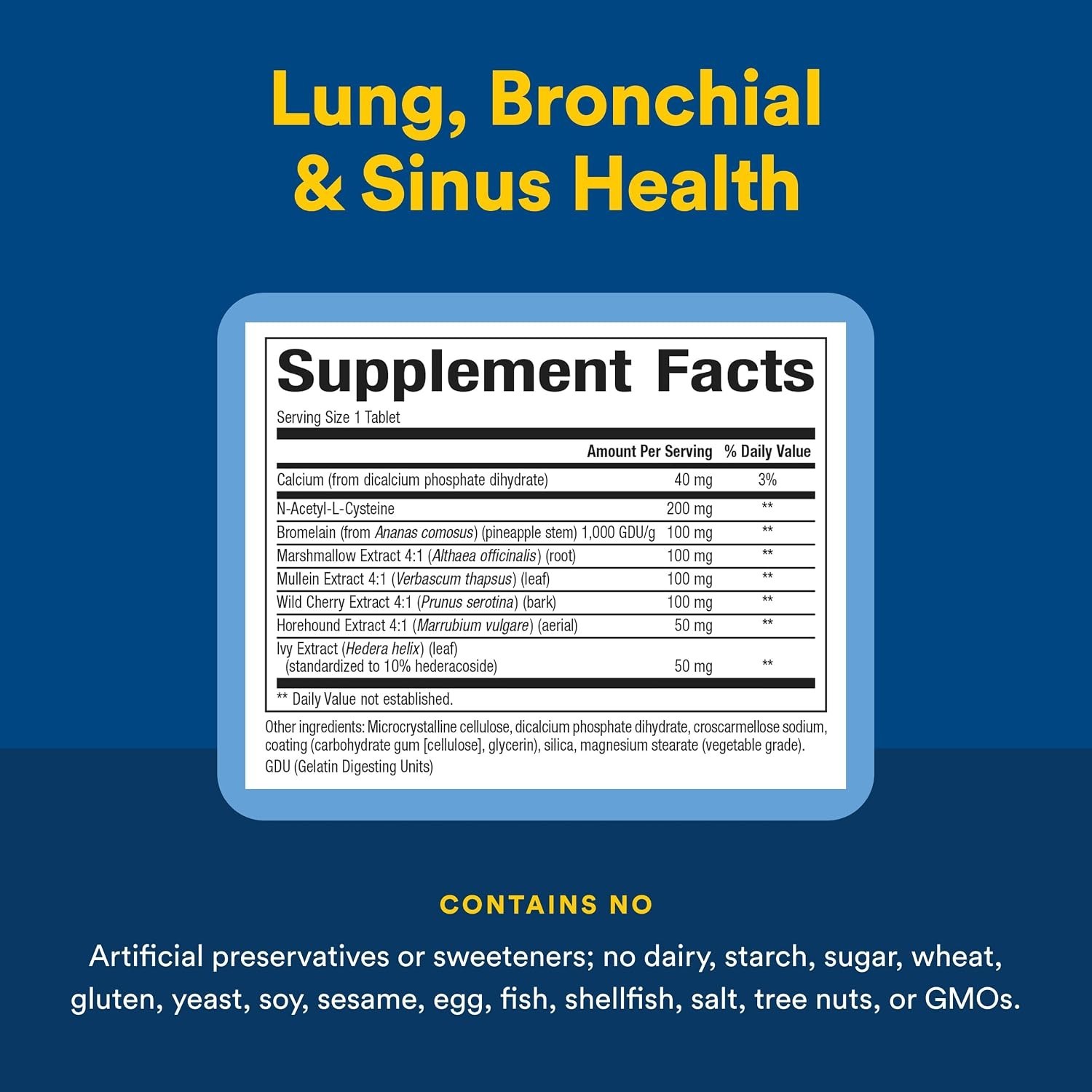 Immune-Boosting Lung & Sinus Supplement – 90 Tablets with Wild Cherry Extract