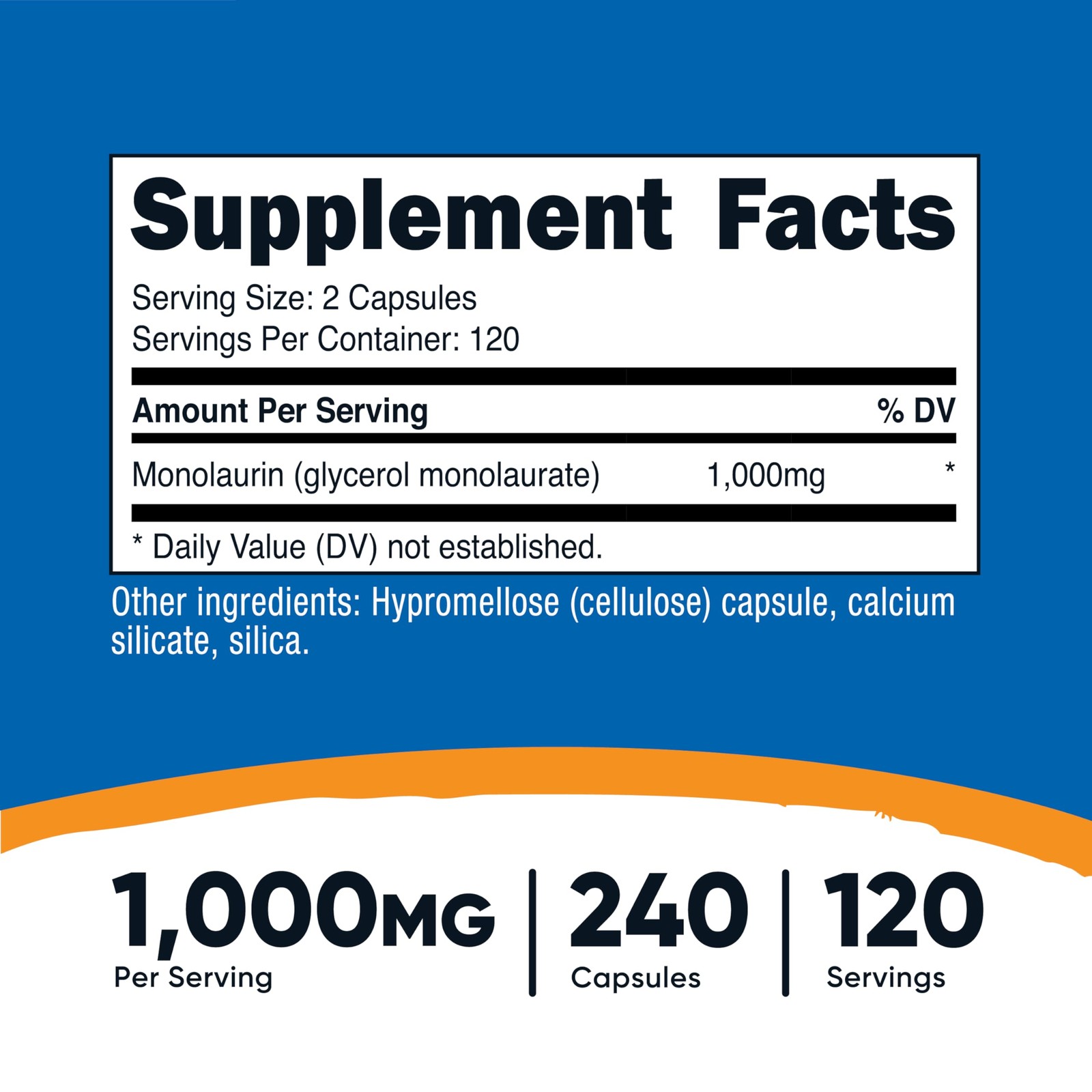 Nutricost Monolaurin 1000 mg (120 Servings, 240 240 Count (Pack of 1)