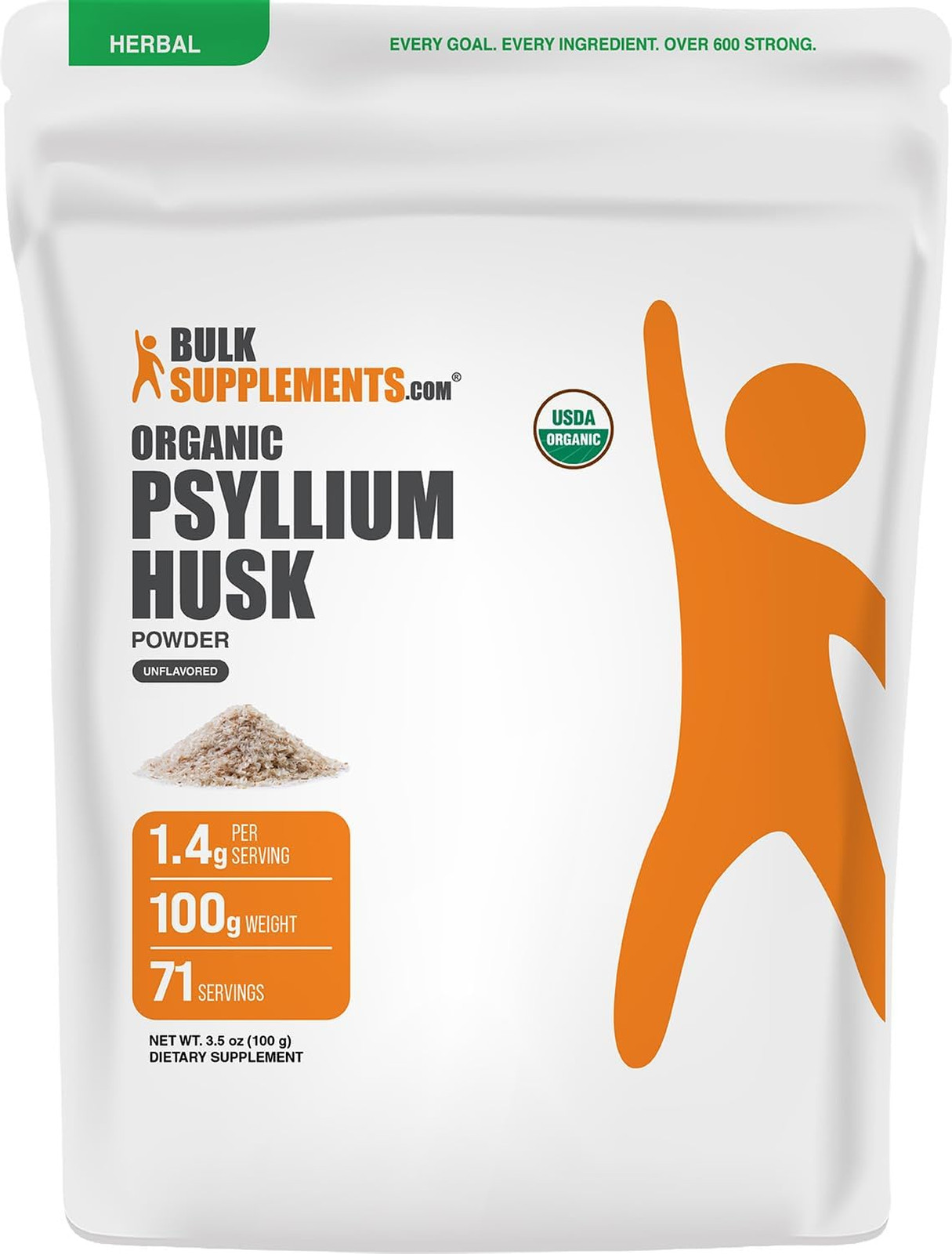 Organic Psyllium Husk Powder for Baking and Fiber Supplements 100g Gluten Free