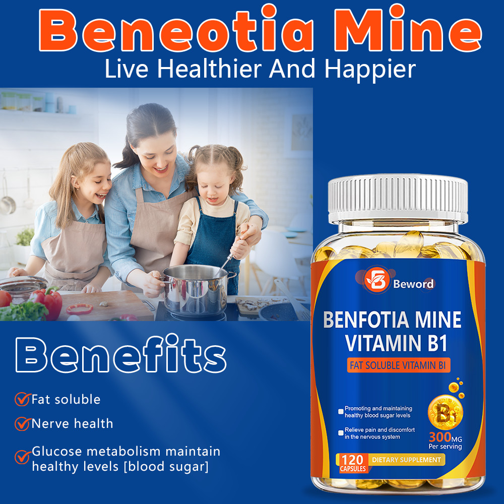 Benfotiamine 300mg 120Caps Vitamin B1 Benfotiamine Thiamine Fat-Soluble