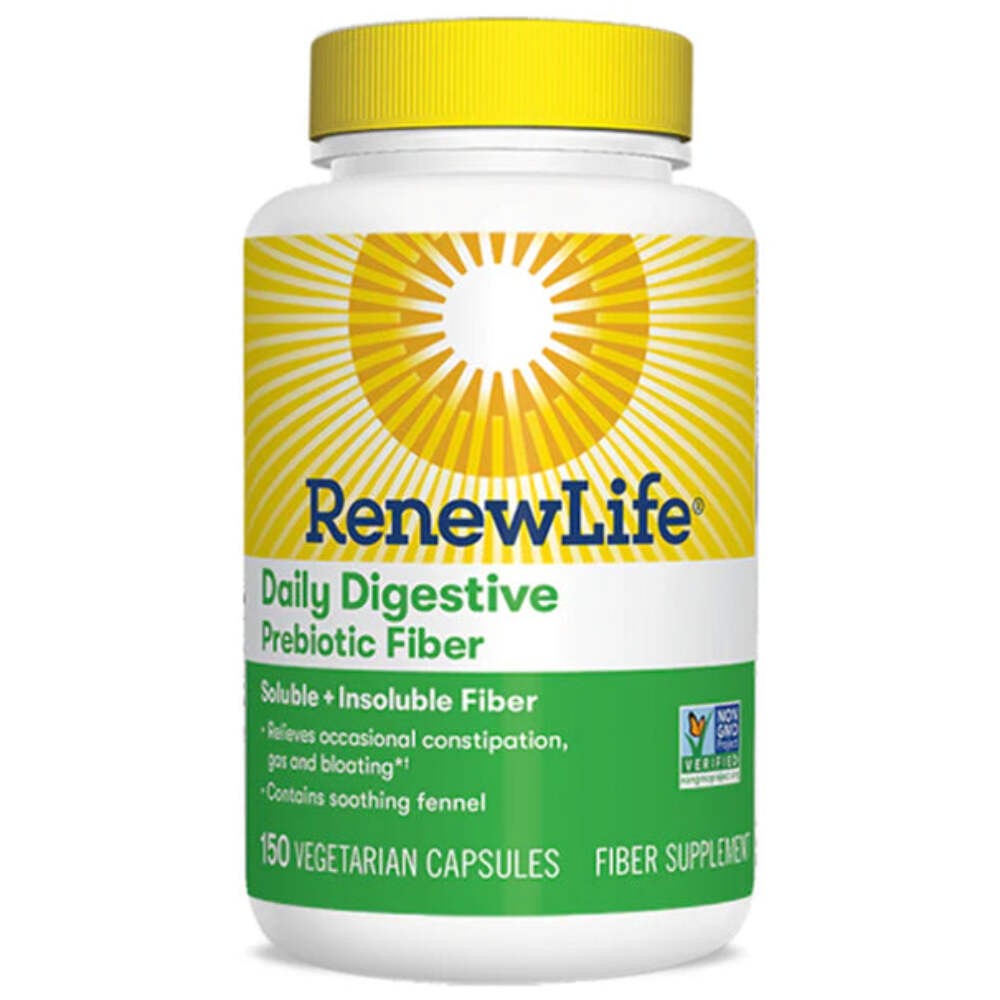 Renew Life Daily Digestive Prebiotic Fiber, 150 Vegetarian Capsules EXP 04/29