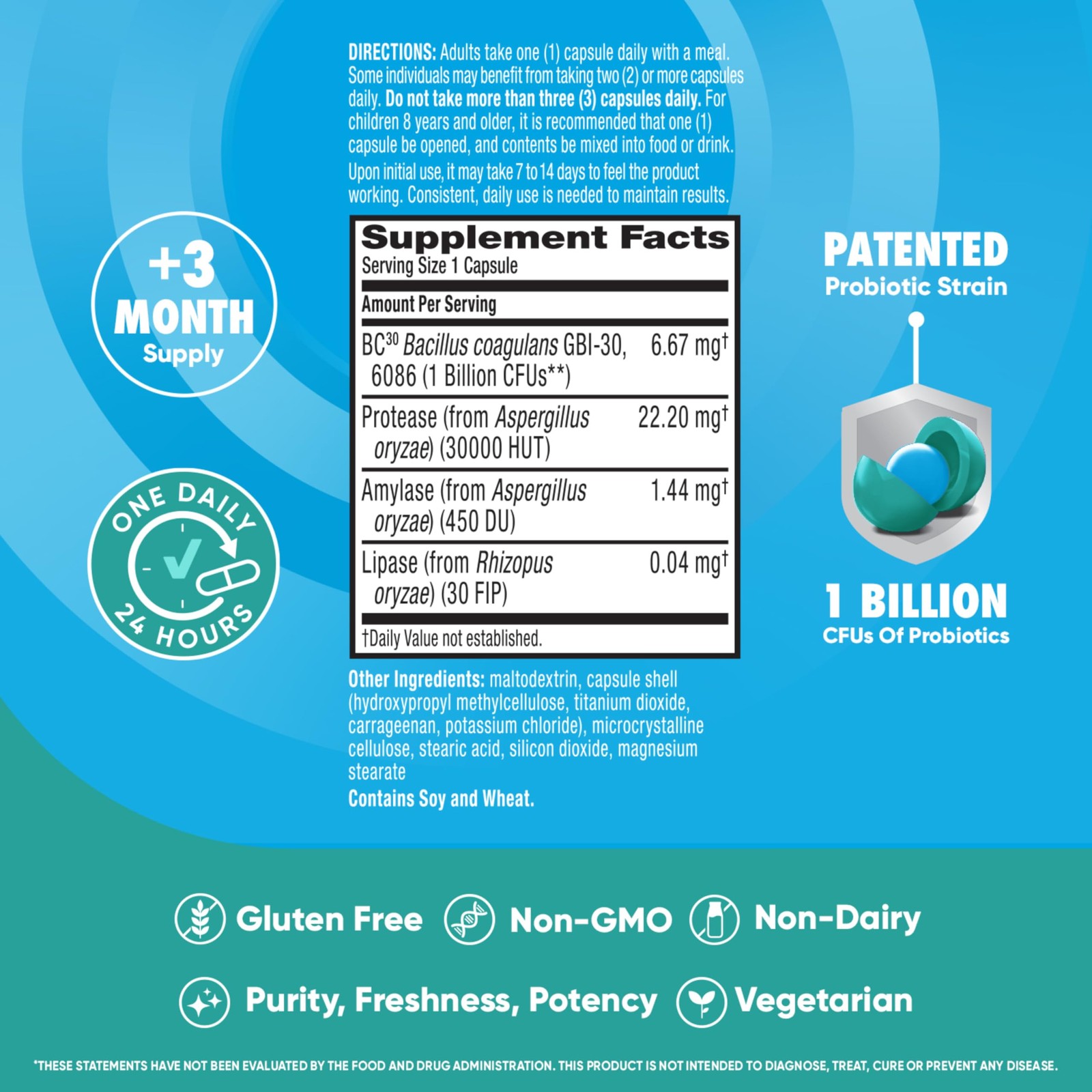 Intensive Bowel Support Probiotics Supplement, 96 Count