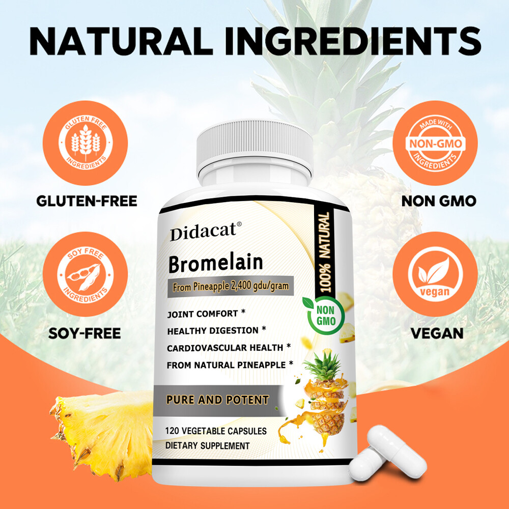 2400 GDU Bromelain 30/60/120Capsule 500mg Pineapple Digestive Supplement Pill