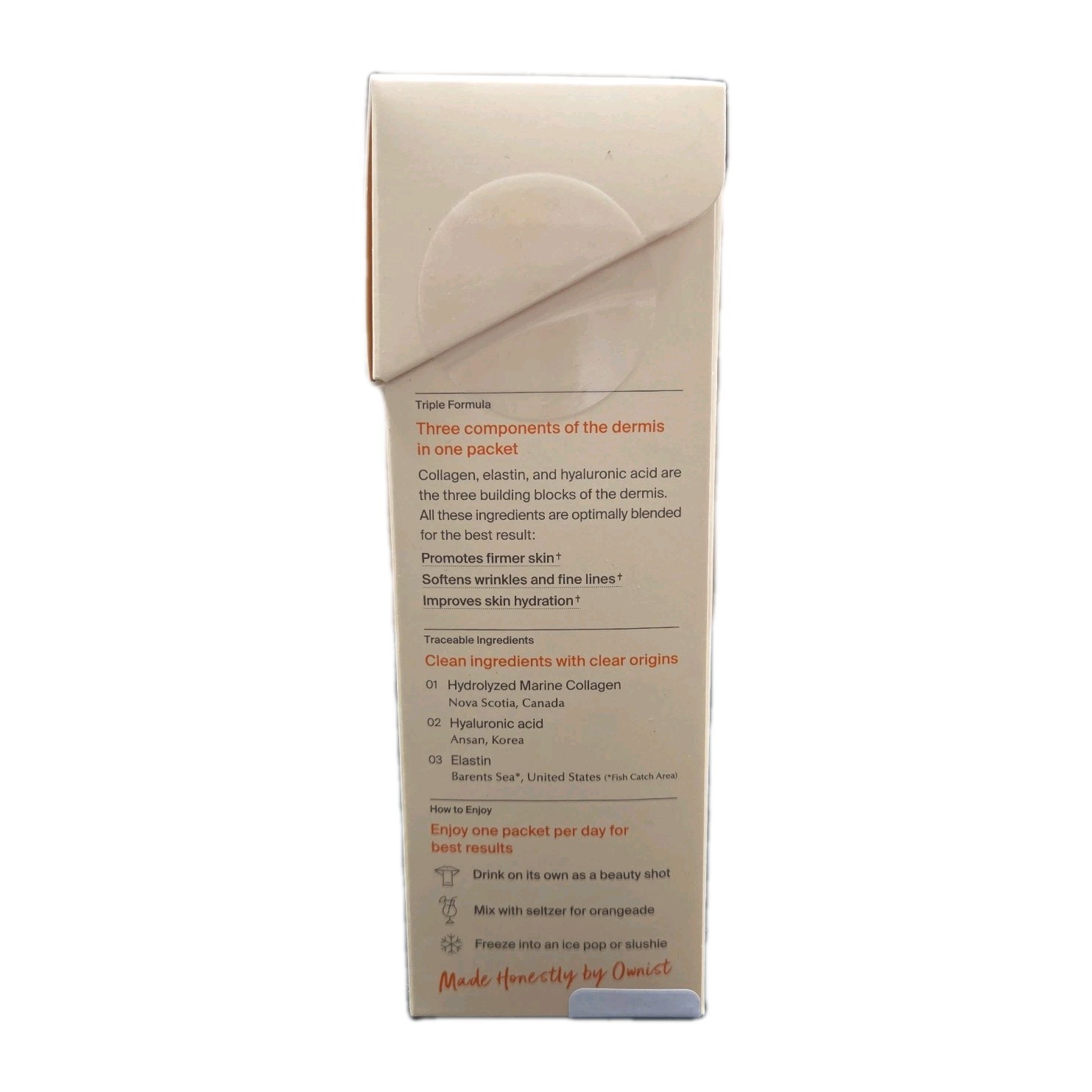 Ownist Triple Collagen Orange Dietary Supplement 14 Packets NEW