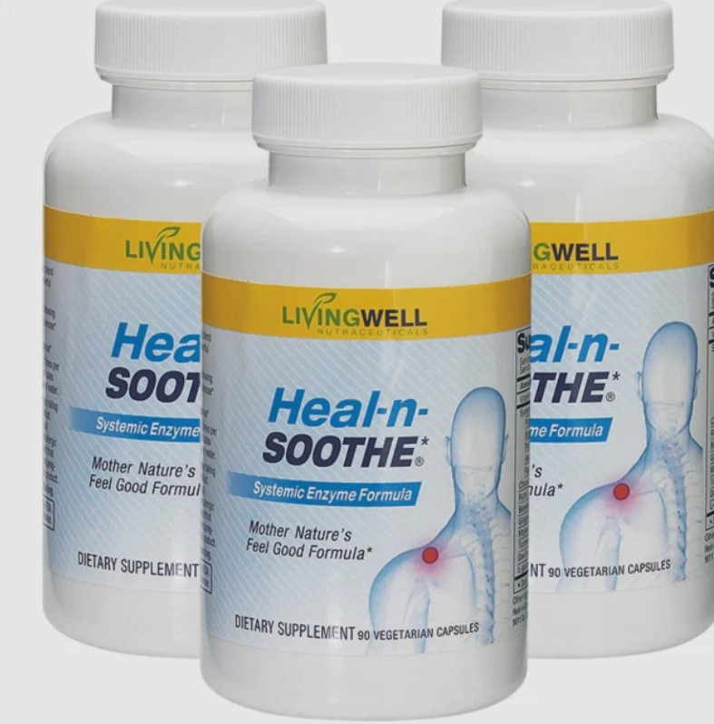 pack 3 LivingWell Nutraceuticals Heal | n | Soothe Systemic Enzyme Formula 90 Ca