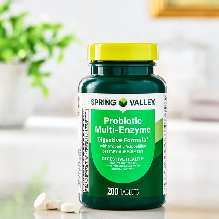 Spring Valley Probiotic Multi-Enzyme Digestive Formula Tablets, 200 Count