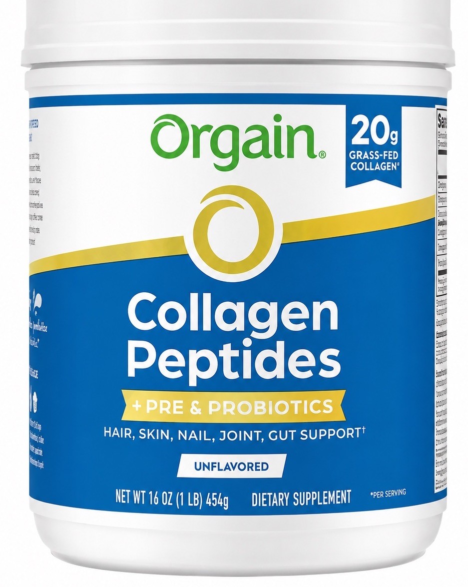 Orgain Collagen Peptides Powder + Pre & Probiotics Unflavored 16 Oz 1 lb