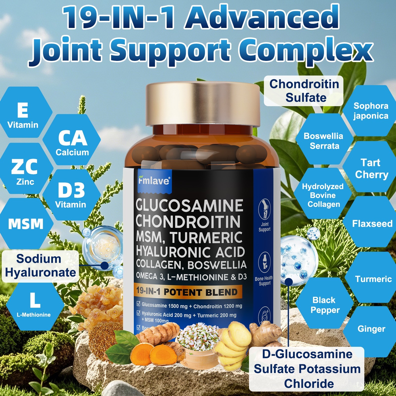 Triple Strength Pain Relief Supplement, Joint Support Glucosamine, Turmeric, MSM