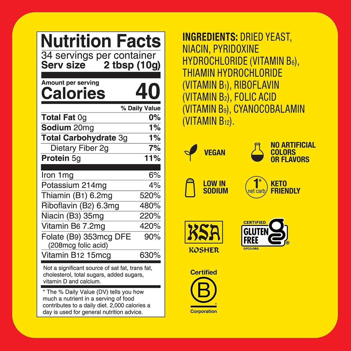 Nutritional Yeast Seasoning Gluten Free Protein Vitamins Flavor