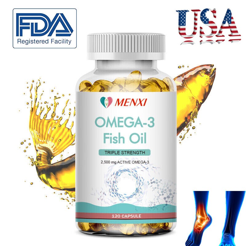 120Pc Omega 3 Fish Oil Capsules 3x Strength 3600mg EPA & DHA,Highest Potency