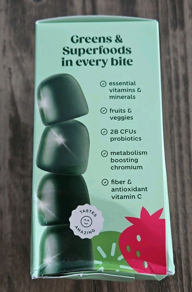 Bloom Super Greens Gummies, Daily Greens Superfood Fiber Gummies w Fruits 04/27