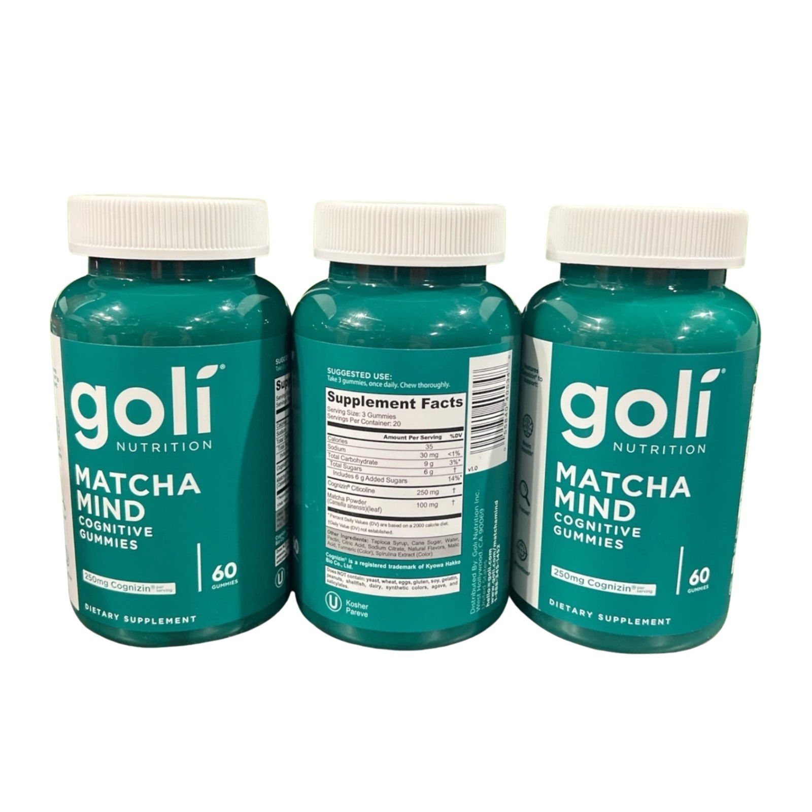 Goli MATCHA MIND Focus Attention Brain Health Cognizin 60 Gummies 01/27 Lot of 3