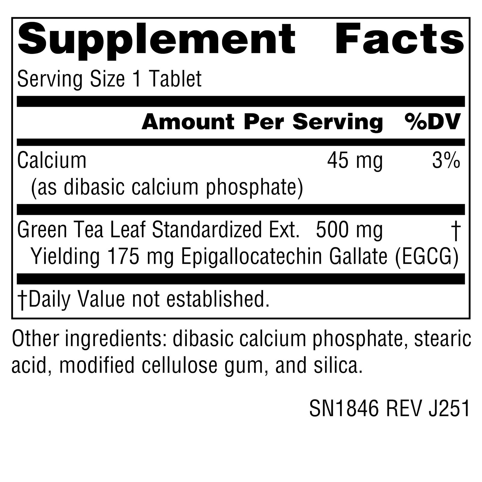 Green Tea Extract 500mg – Super Antioxidant, 175mg EGCG – 120 Tablets, Boost Met