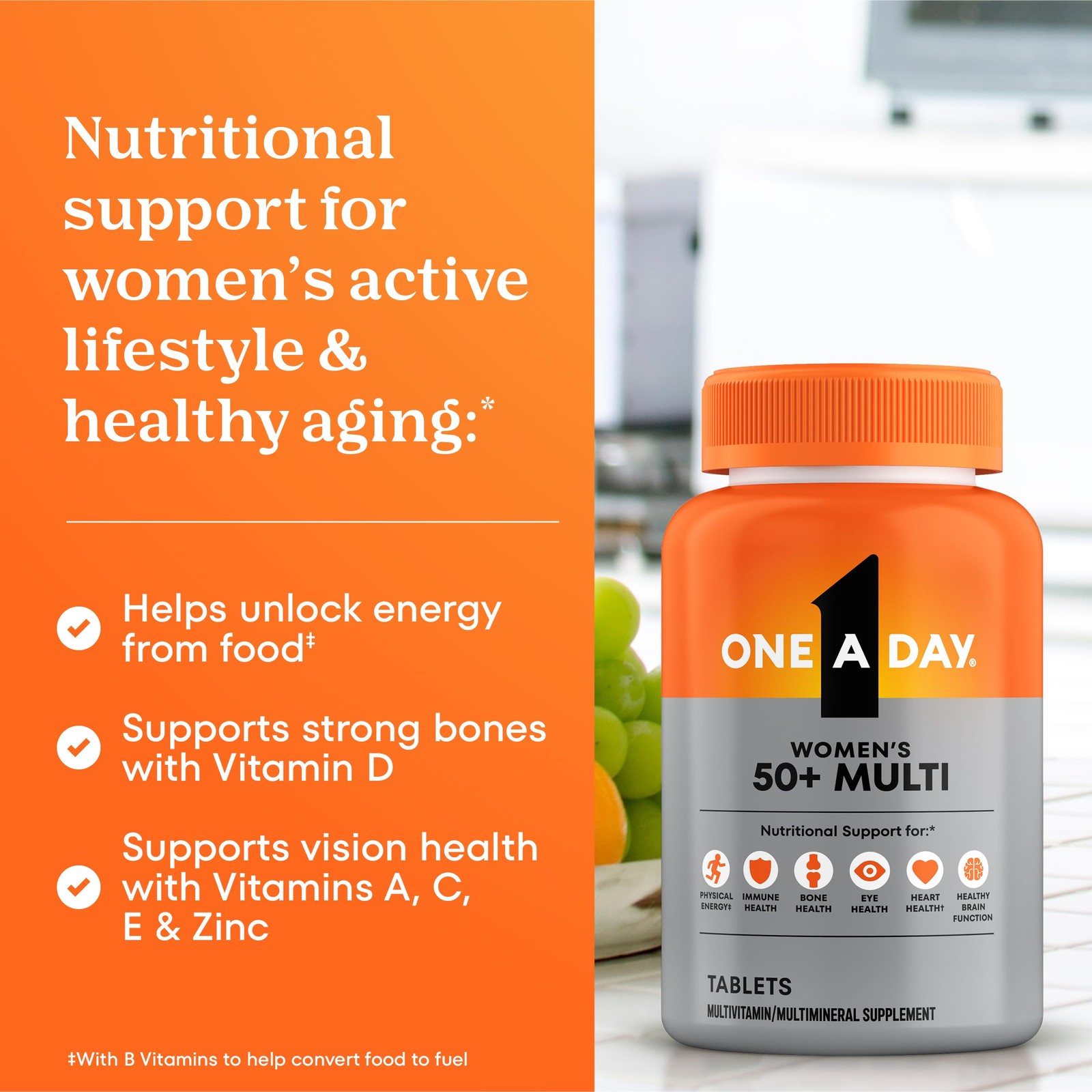 One A Day Multivitamin for Women 50 and Over Tablets, Womens Multivitamin 50…
