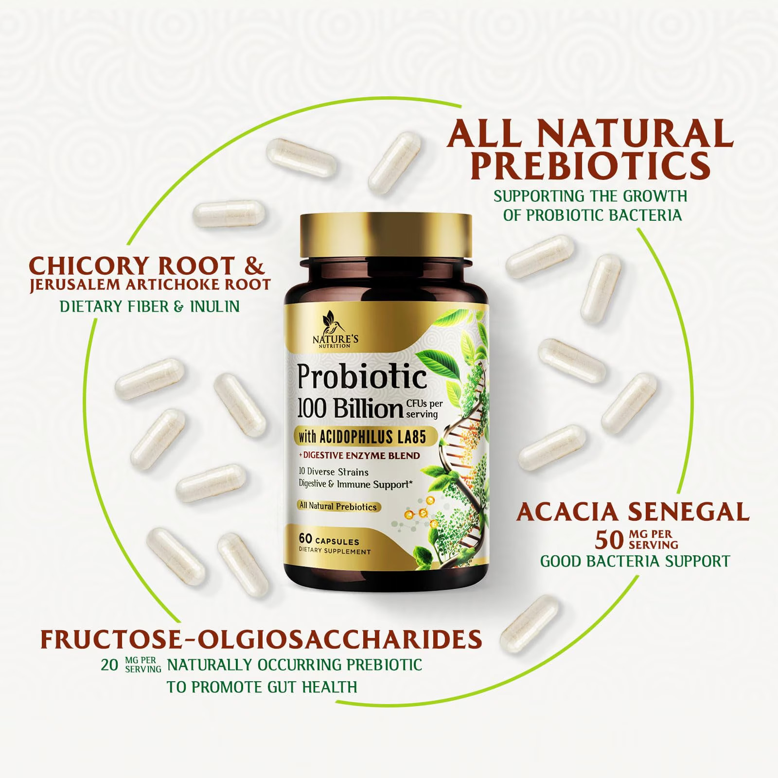 Raw Probiotics 100 Billion CFU Potency Digestive Immune Health 60 Capsules US