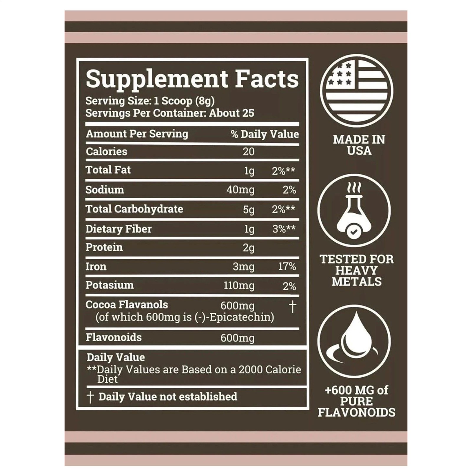 Black Forest High Flavanol Cocoa Powder Flavonoids Supplement 1200 mg US Stock