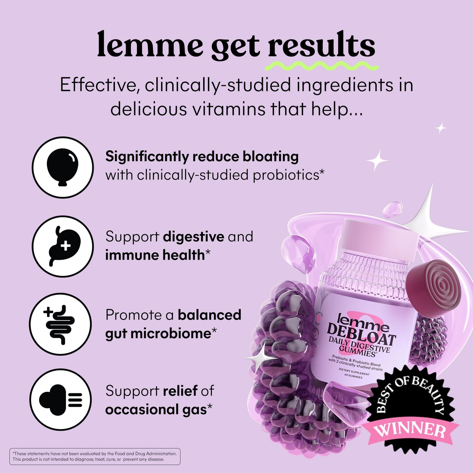 Debloat Digestive & Gut Health Gummies with 2 Clinically Studied Probiotics …