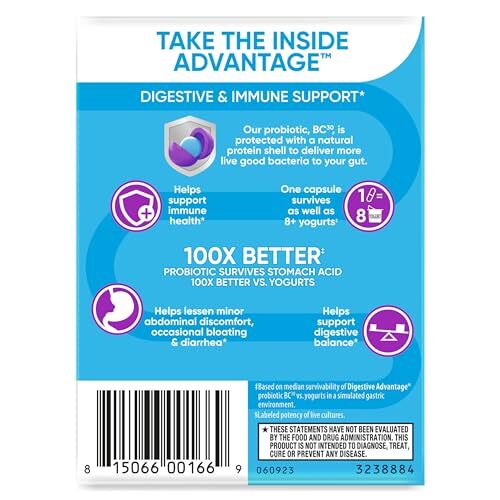 Digestive Advantage Daily Probiotics 30 Count Immune and Digestive Support Ca…