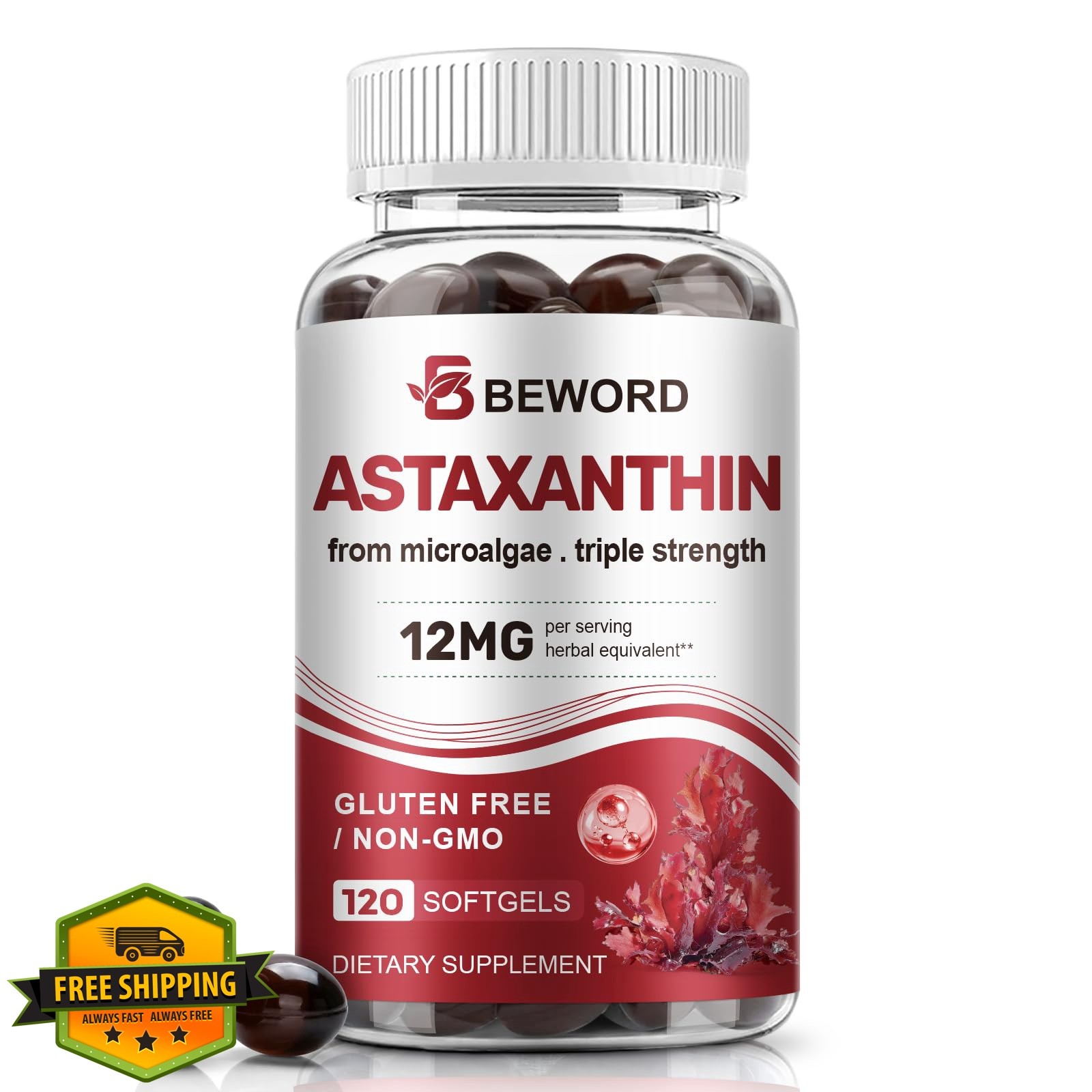 BEWORD Astaxanthin 12mg MCT Oil 120 Softgels