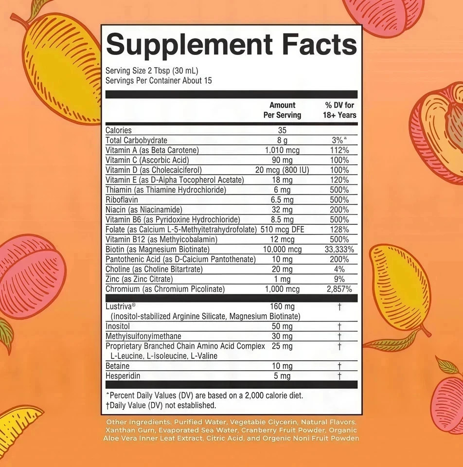 Mary Ruth’s Multivitamin Morning Liquid + Mango enhancement Peach Hair 15.22OZ