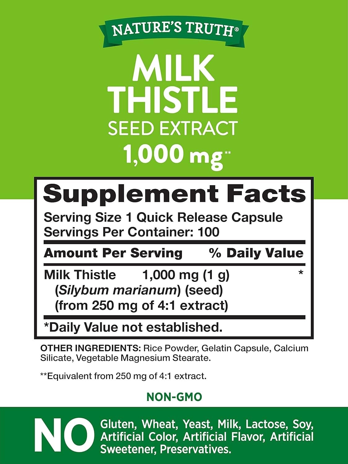 2 Pack MILK THISTLE (Silybum) Extract 1000mg High Potency 200 Caps Liver Detox