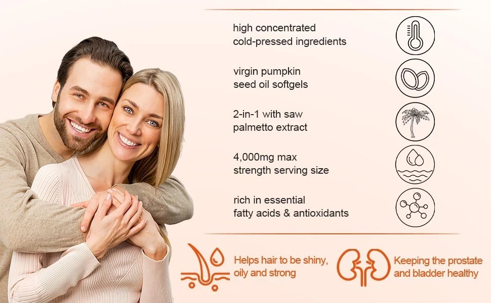Cold pressed virgin pumpkin seed oil, 2-in-1 formula, containing saw palmetto