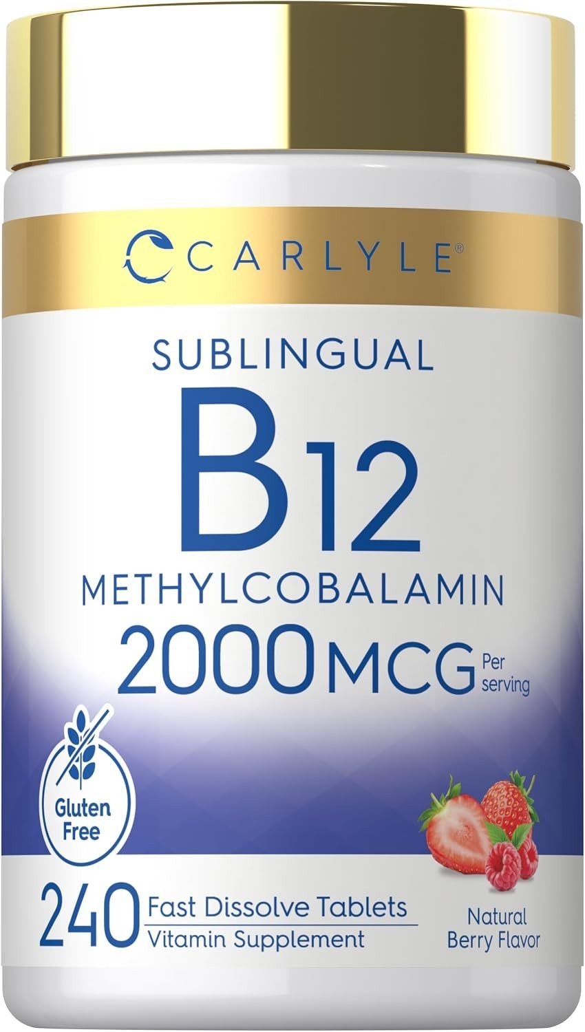 Sublingual B12 Methylcobalamin 2000mcg 240 Fast Dissolve Energy Brain Berry Vega