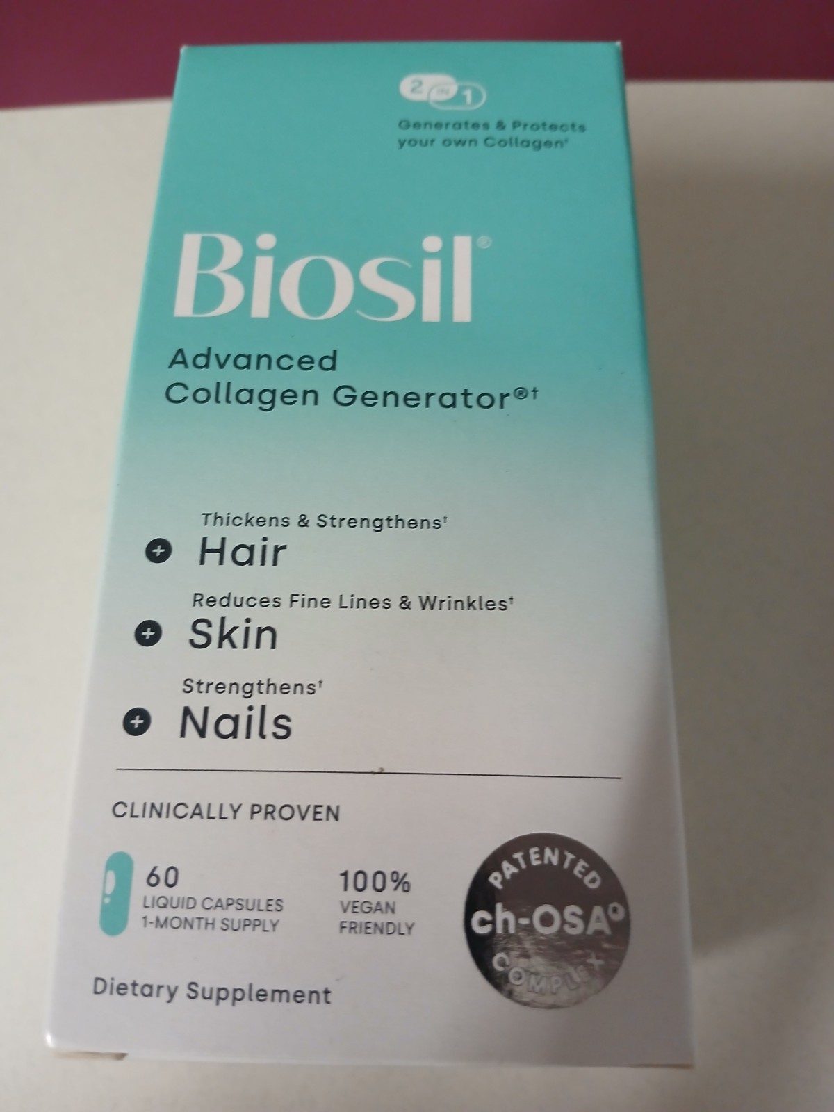 BioSil Advanced Collagen Generator Hair-Skin-Nails 60 Capsules Exp 12/2027