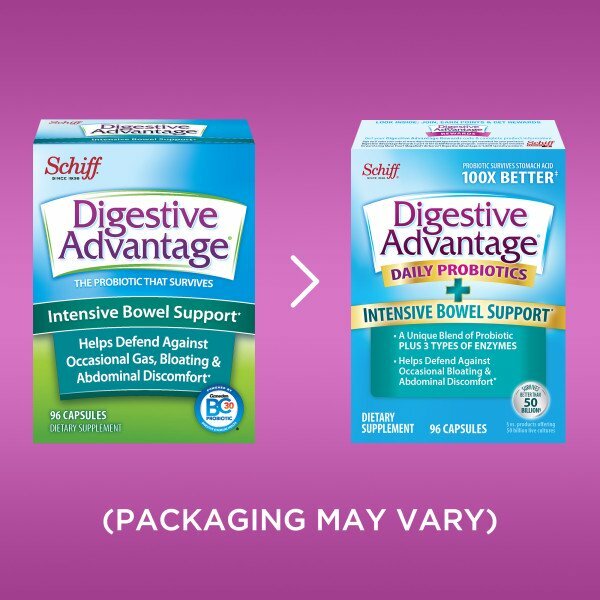 Digestive Advantage Intensive Bowel Support Probiotic Digestive Enzyme 96 Count+