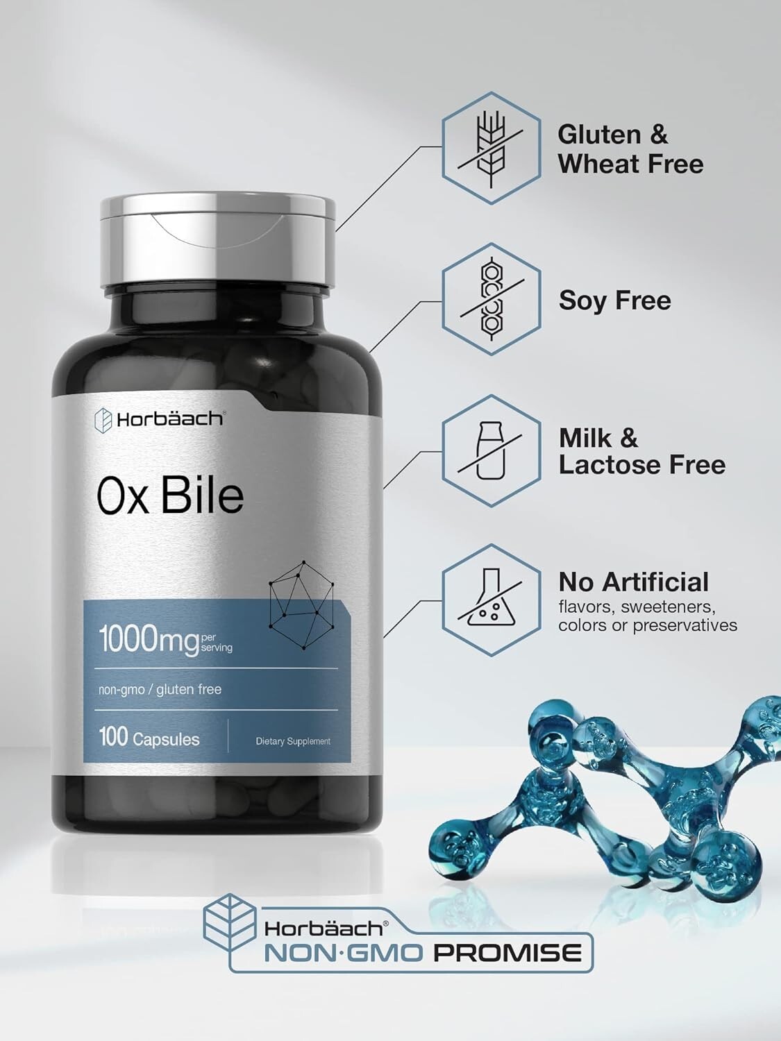 Ox Bile 1000 mg Supplement – Digestive Enzymes, Gluten Free & Detox Support -…