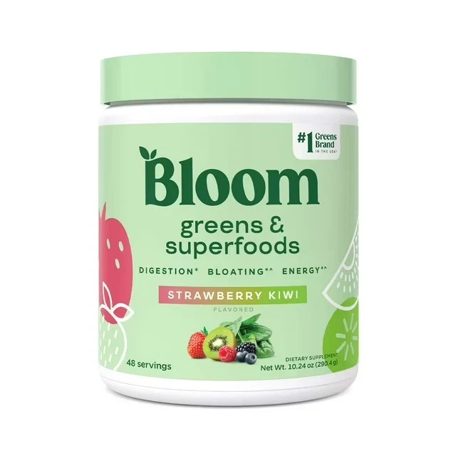 Bloom Nutrition Greens & Superfoods Powder – 10.24 Oz – Strawberry Kiwi – 10/26