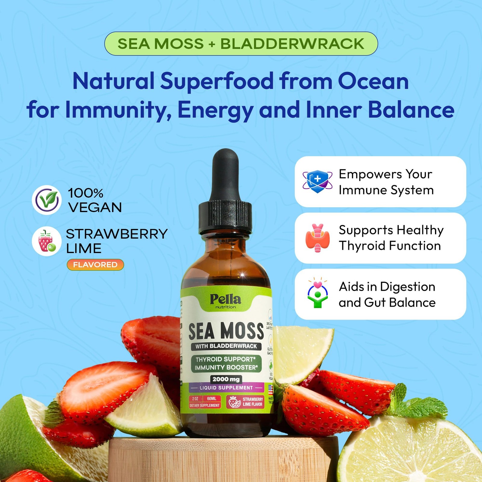 Pella Nutrition Sea Moss Drops with Bladderwrack – 4X 2 Fl Oz (Pack of 1)