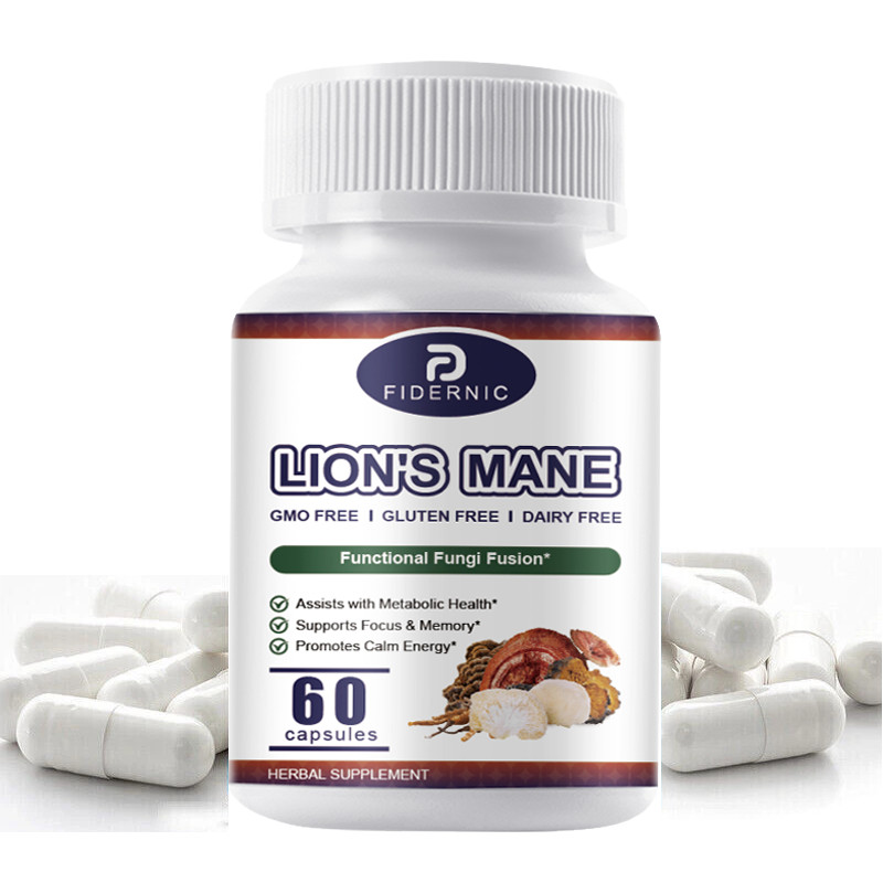 60 PCS Lions Mane Mushroom Supplement -Immune Support ，MEMORY, FOCUS, STRESS AID