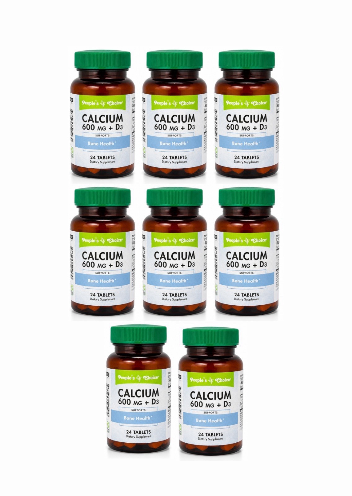 People’s Choice Calcium 600mg + D3 24 Tablets 8 Pack Bone Health Support