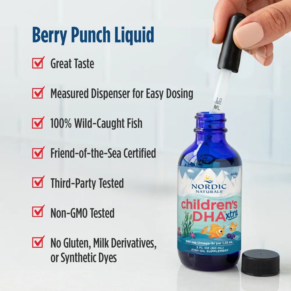 Nordic Naturals Children’s DHA Xtra – Concentrated Omega-3 for Kids, Berry, 2 oz