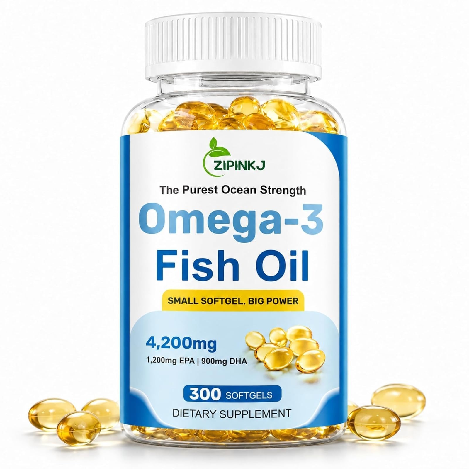 Omega-3 Fish Oil Supplements 4200mg– Triple Strength, Mini Softgels, High Purity