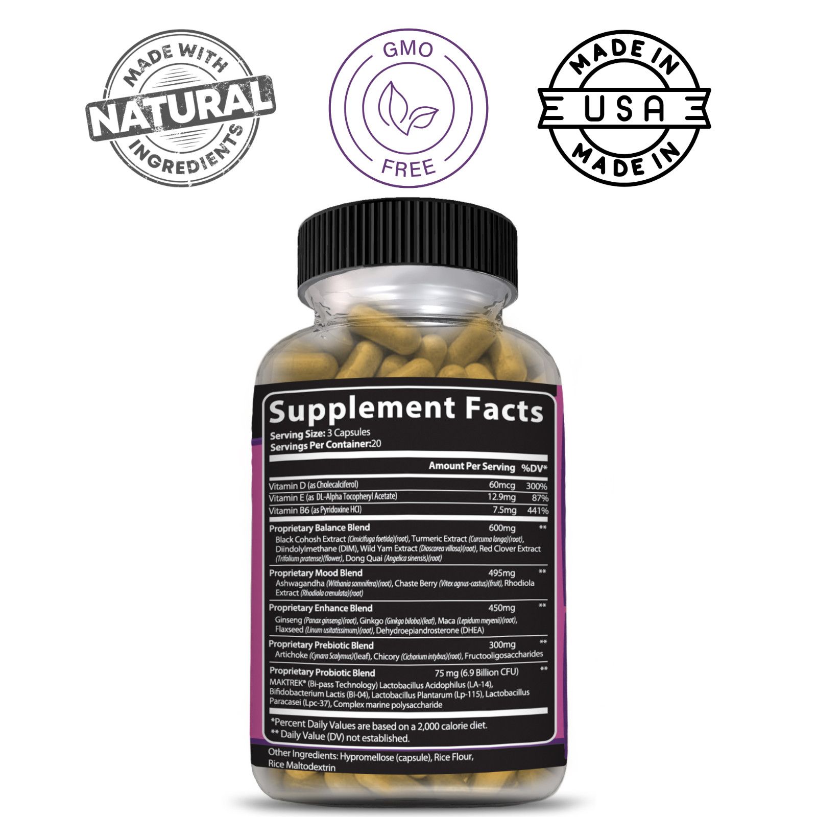 Menopause Support Supplement for Women with Black Cohosh, DIM & Red Clover