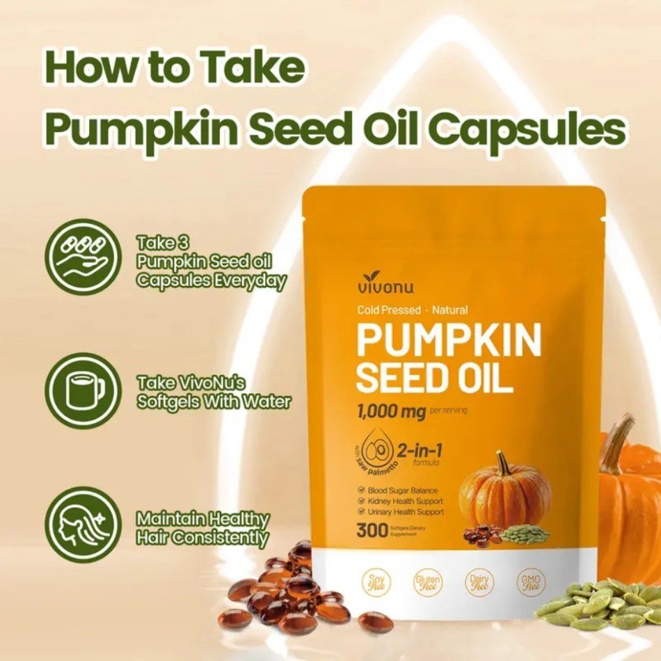 Pumpkin Seed Oil 1000mg Saw Palmetto 300 Softgels Non-GMO Cold Pressed 1 – 3Pack