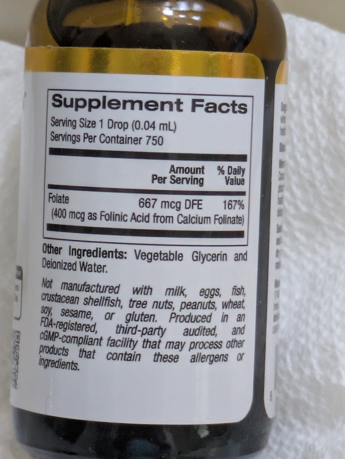 || USA || Folinic Acid 1 fl oz AUTHENTIC California Gold Nutrition Speech Aid