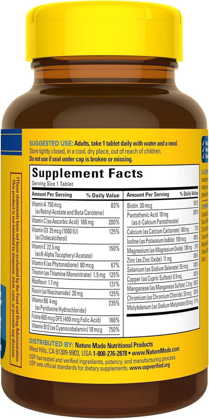 Nature Made Multivitamin for Him Mens Multi No Iron Daily Support 90 Tablets