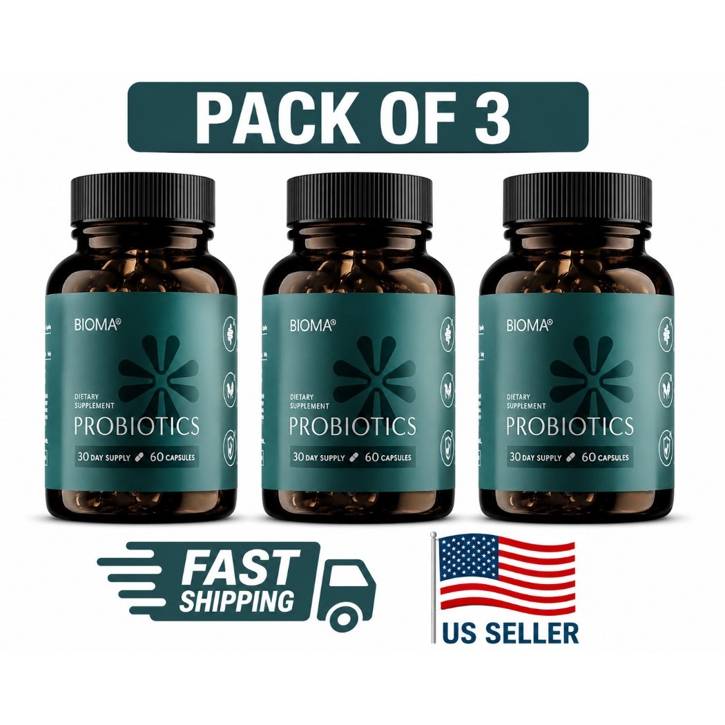Pack Of 3 BIOMA Probiotics Digestive Health Support for Men & Women 180 Capsules
