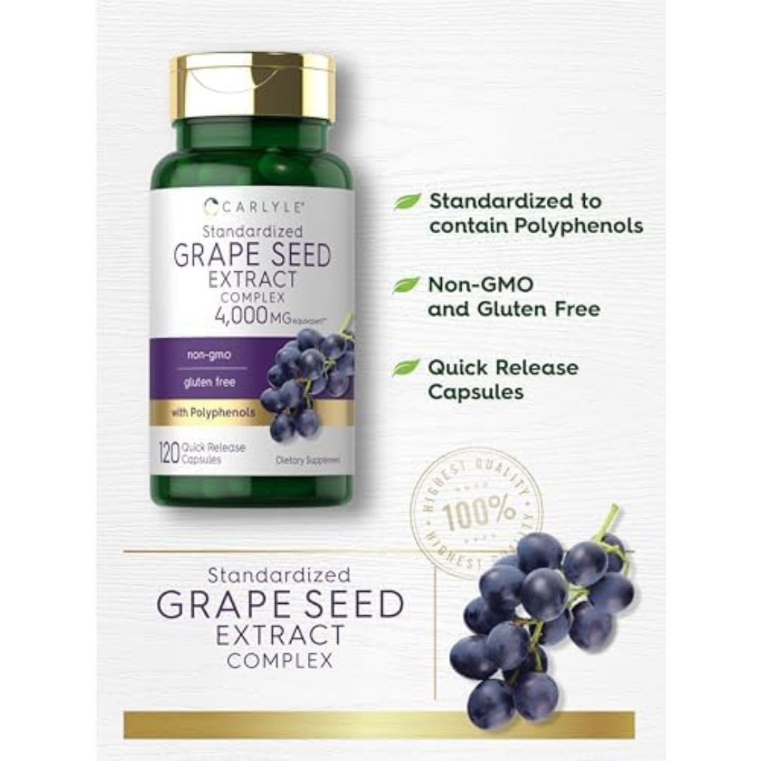 Grape Seed Extract Capsules 4,000Mg 120 Count Standardized Extract Complex with