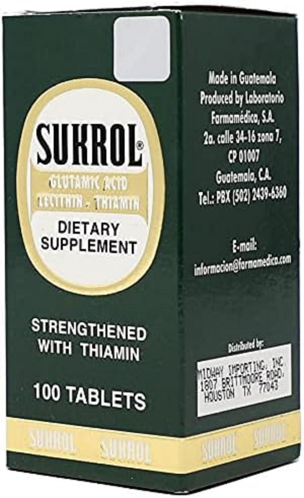 Sukrol, Vitamin, Improve Healthy Brain Function, 100 Count (Pack of 1), White